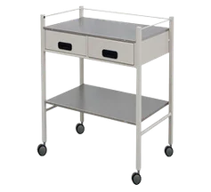 DRESSING TROLLEY WITH TWO DRAWER STEEL FRAME